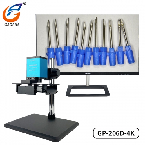 Gaopin自動對焦大視野（yě）顯微鏡（jìng）GP-205D/206D-4K 測量電子相機四麵光（guāng）源內置測量係統拍（pāi）照錄像/USB3.0接電腦軟件